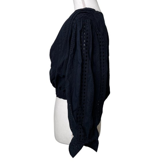 White Story Theia Crossover Eyelet Cotton V-neck Crop Top Navy Size AU 6 - Picture 6 of 10